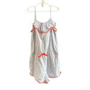 Boden Soft Blue Chambray Romper Pockets Stretchy Waist Size 13-14Y 164cm